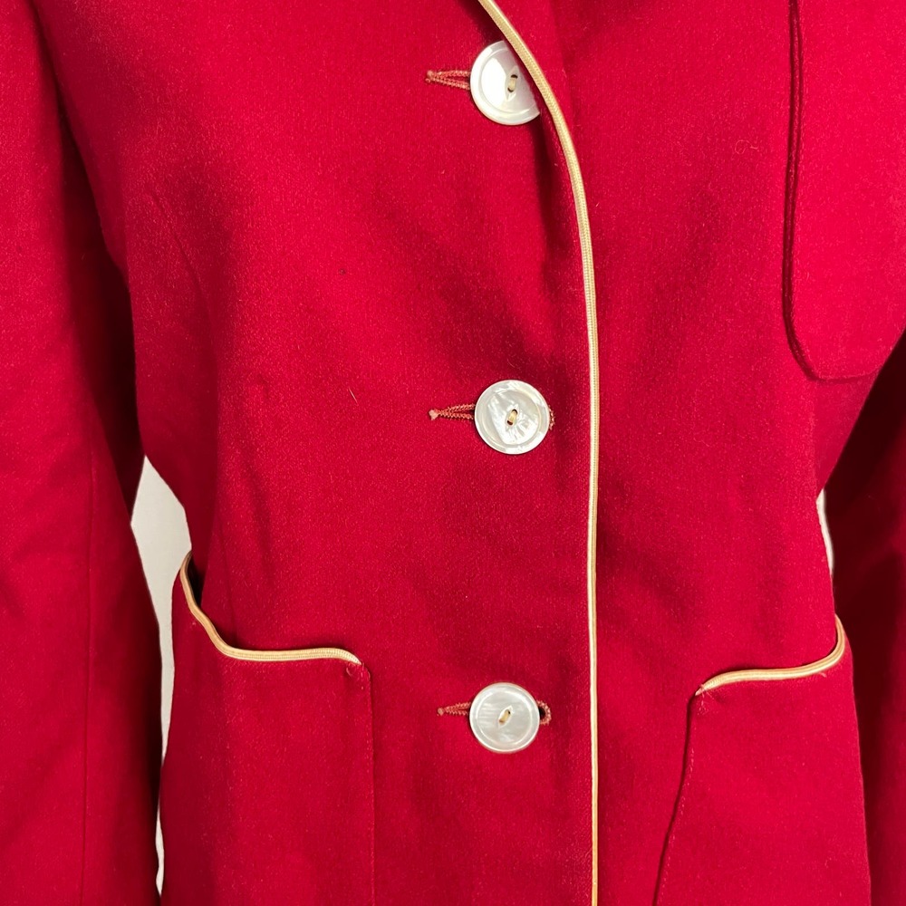 Sylvia Putziger Vintage Preppy Collegiate Blazer In Red Size Medium - Picture 4 of 15